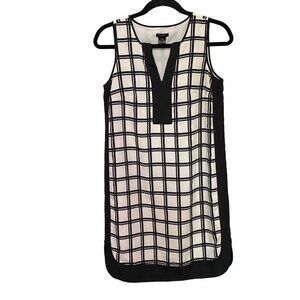 Ann Taylor Black and White Checked Sleeveless Shift Dress Size XS
